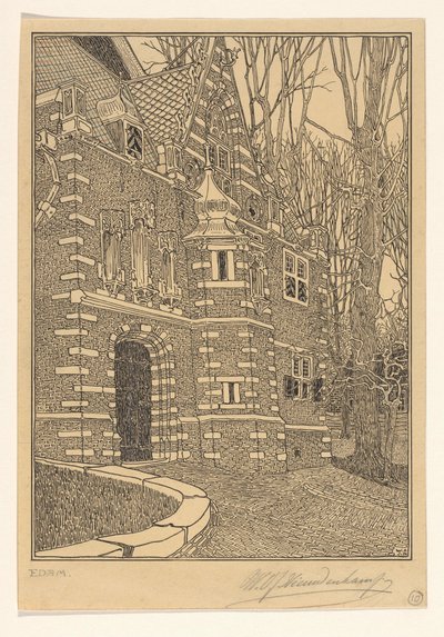 Edam の Grote または Sint-Nicolaaskerk の南門 作： Wijnand Otto Jan Nieuwenkamp (signed by artist)