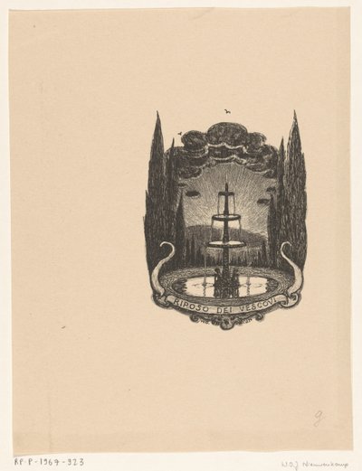 Fontein in de tuin van Villa フィエーゾレの残りの司教たち 残りの司教 (オブジェクトのタイトル) 作： Wijnand Otto Jan Nieuwenkamp