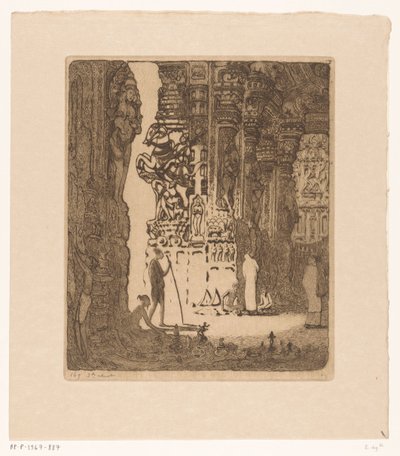 マドゥライのバザールの彫刻が施された柱 バザール、マドゥラ (原題) 作： Wijnand Otto Jan Nieuwenkamp