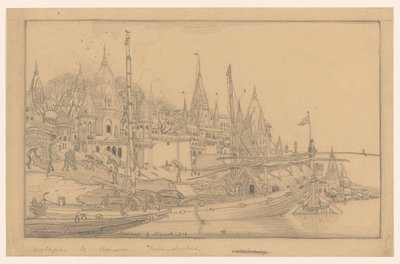 ベナレスの船のある川岸 作： Wijnand Otto Jan Nieuwenkamp
