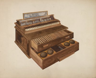 木製のキャッシュレジスター、1942年頃 作： Wilbur M Rice