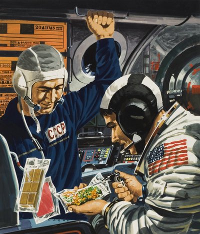 宇宙のディナー（紙にグワッシュ） 作： ウィルフ (20 世紀) ハーディ