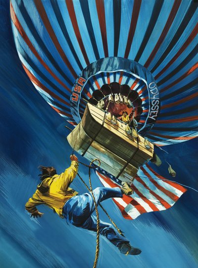 1975年8月、オデッセイ気球は大西洋横断を試みた。 作： ウィルフ (20 世紀) ハーディ