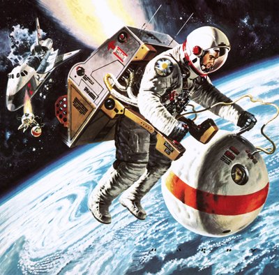 1976年に想像された宇宙での「救命ボート 作： ウィルフ (20 世紀) ハーディ