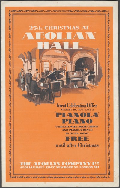 エオリアン社のピアノ（1920年代 作： Wilfred Fryer