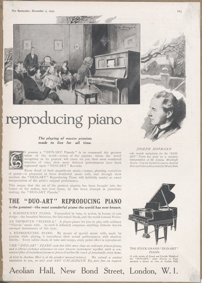 エオリアン社のピアノ（1923年 作： Wilfred Fryer