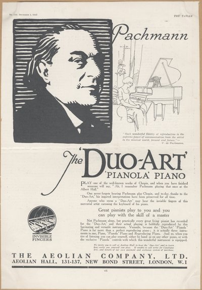 エオリアン社のピアノ（1924年 作： Wilfred Fryer