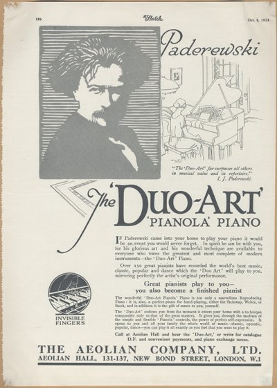 エオリアン社のピアノ（1924年 作： Wilfred Fryer