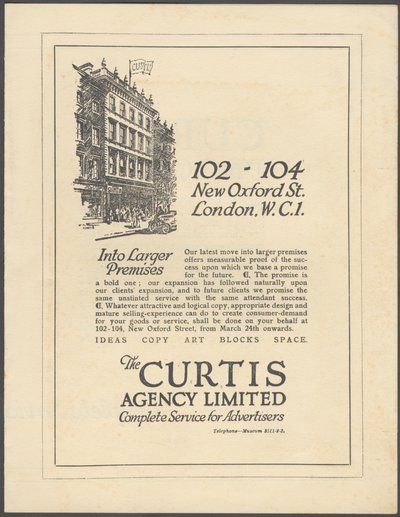 カーティス・アドバタイジング・エージェンシー、1920年代 作： Wilfred Fryer