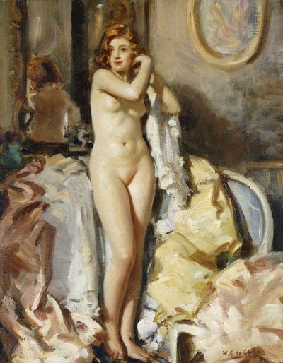 鏡の前に立つ レッドヘッド 作： Wilfred Gabriel de Glehn