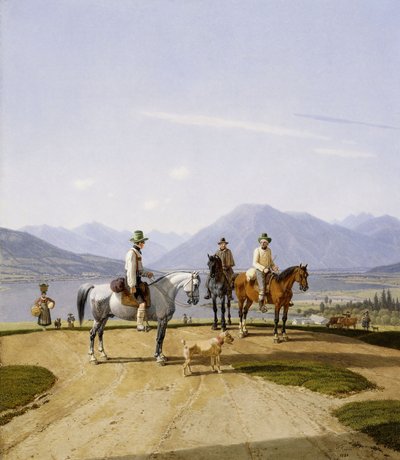 テーゲルンゼー湖の騎手、1838 作： Wilhelm Alexander Kobell