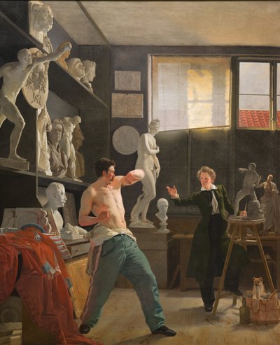 彼のスタジオの彫刻家は人生から働いています 作： Wilhelm Bendz