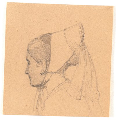 若い女性の頭。 左のプロフィール 作： Wilhelm Bendz