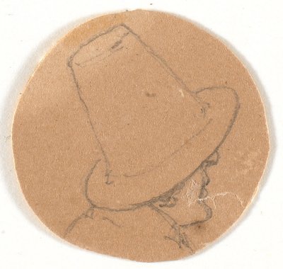 シルクハットをかぶった男の頭。 右のプロフィール 作： Wilhelm Bendz