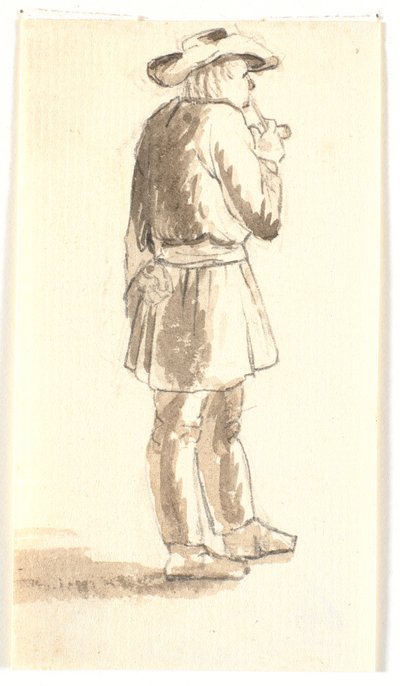 立っている男がパイプを吸っている 作： Wilhelm Bendz