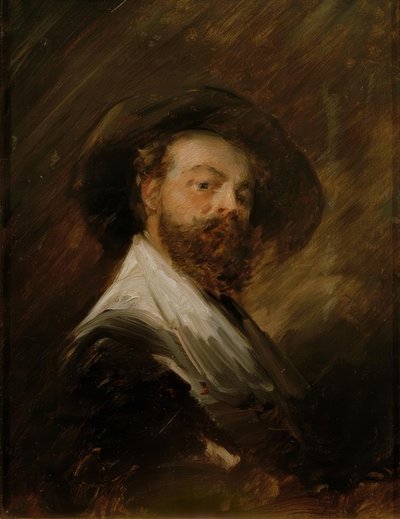 オランダの伝統的な衣装を着た自画像 作： Wilhelm Busch