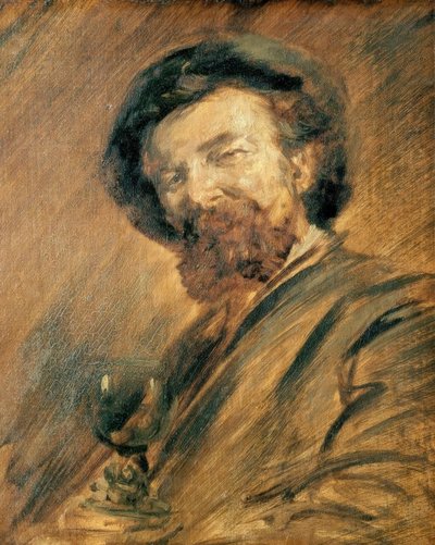 ワイングラスの自画像 作： Wilhelm Busch