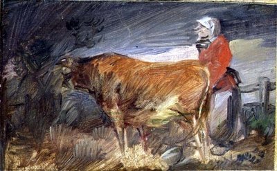 風景の中の女と牛 作： Wilhelm Busch