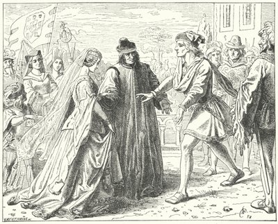 神聖ローマ皇帝フリードリッヒ3世、婚約者のポルトガル人エレノアとシエナで対面 作： Wilhelm Camphausen
