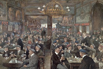 ライプツィヒのチューリンガーホフの学生ブラッセリー、1900年頃 作： Wilhelm Gause