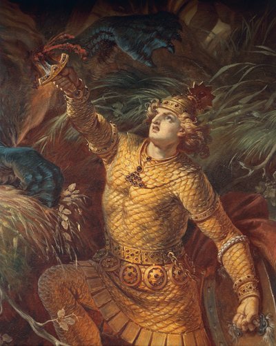 Sigurd Saga、Lower Hall、c.1882-83（壁画）（419035も参照） 作： Wilhelm Hauschild