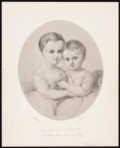 孫娘のファニーとセシルヘンゼル、1860年頃。 作： Wilhelm Hensel