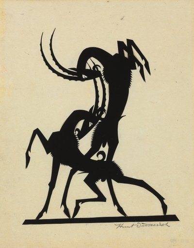 Fighting Goats, c.1920 （ティッシュの上に敷かれた切り紙） 作： Wilhelm Hunt Diederich