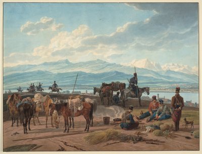 ロシアのコサックの停止、1804 作： Wilhelm Kobell Ritter von