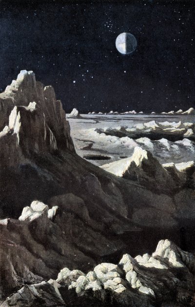 月の風景 1880年頃（エングレーヴィング） 作： Wilhelm Kranz