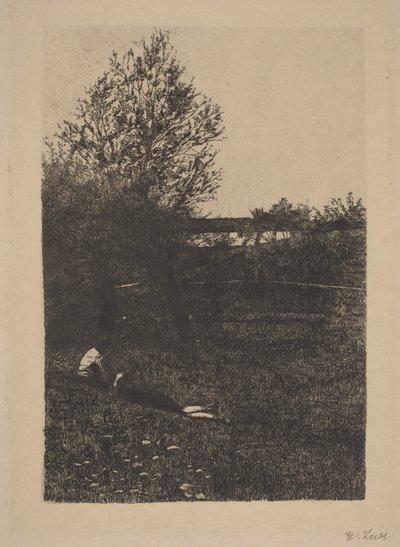 子供たちと牧草地 作： Wilhelm Maria Hubertus Leibl