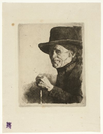 杖を持った老人 作： Wilhelm Maria Hubertus Leibl