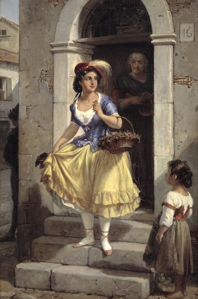 カーニバルに向かう途中のイタリア人女性 作： Wilhelm Marstrand