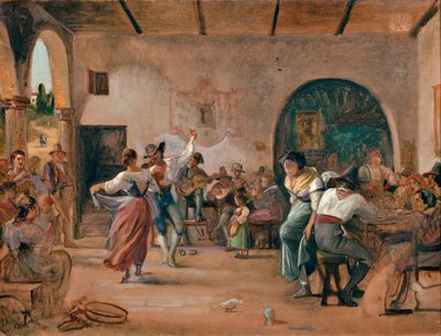 オステリアのダンス 1860年頃 油彩・カード 作： Wilhelm Marstrand