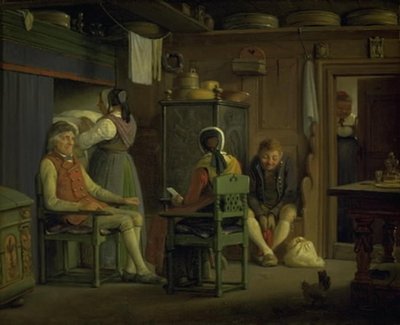 求婚者の母親が息子の訴訟を弁護する 作： Wilhelm Marstrand