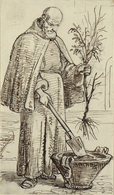 僧侶が木を植える 作： Wilhelm Marstrand