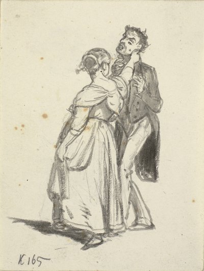 女の子が男の耳を引っ張る 作： Wilhelm Marstrand