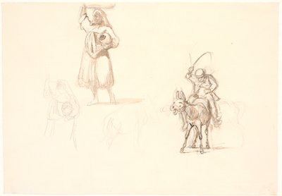 かごをかぶったイタリア人女性、ロバ乗りなど 作： Wilhelm Marstrand