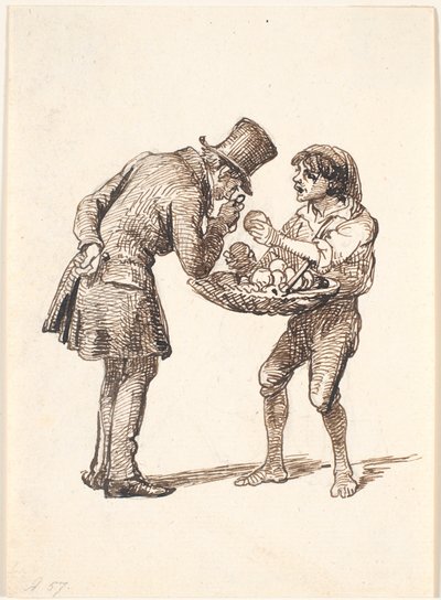 イタリアのオレンジの売り手と重要な顧客 作： Wilhelm Marstrand