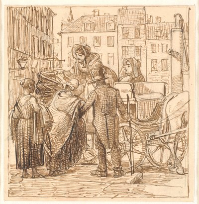 女性たちはHanserpladsの馬車に乗り込みます 作： Wilhelm Marstrand