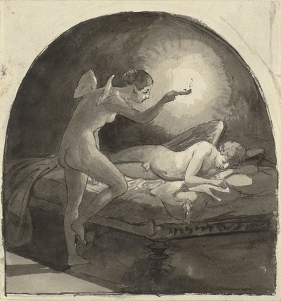 プシュケと眠るキューピッド 作： Wilhelm Marstrand