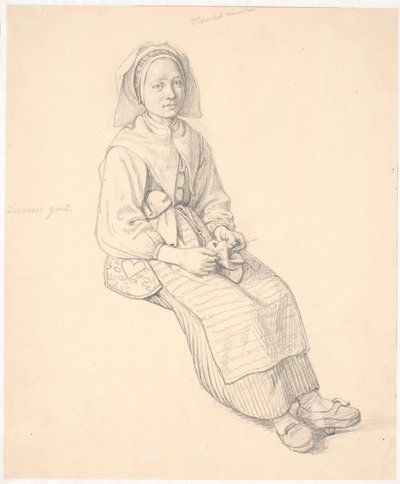 ニットウェアを着て座っているスウェーデン人女性 作： Wilhelm Marstrand