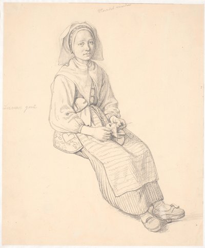 ニットウェアを着て座っているスウェーデン人女性 作： Wilhelm Marstrand