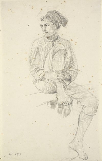 座っている若い漁師 作： Wilhelm Marstrand