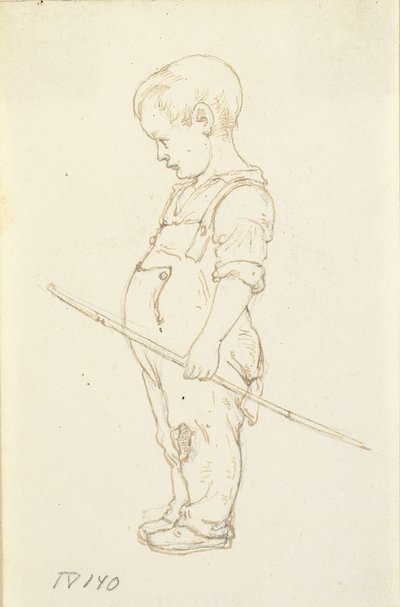 手に棒を持って立っている少年 作： Wilhelm Marstrand