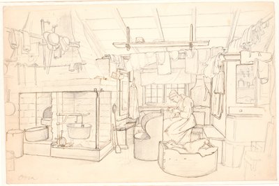 裁縫の女性とスウェーデンの農家 作： Wilhelm Marstrand