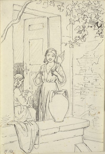 ドアの 2 人のイタリア人女性、1 つは 10 と 作： Wilhelm Marstrand