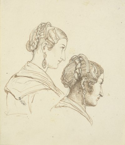 2 つの女性の頭 作： Wilhelm Marstrand