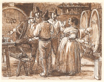 ワインはセラーで試飲 作： Wilhelm Marstrand