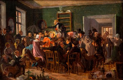 オークションの様子、1835 年。 作： Wilhelm Nicolai Marstrand