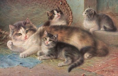 猫のポストカード（カラーリトグラフ） 作： Wilhelm Schwar